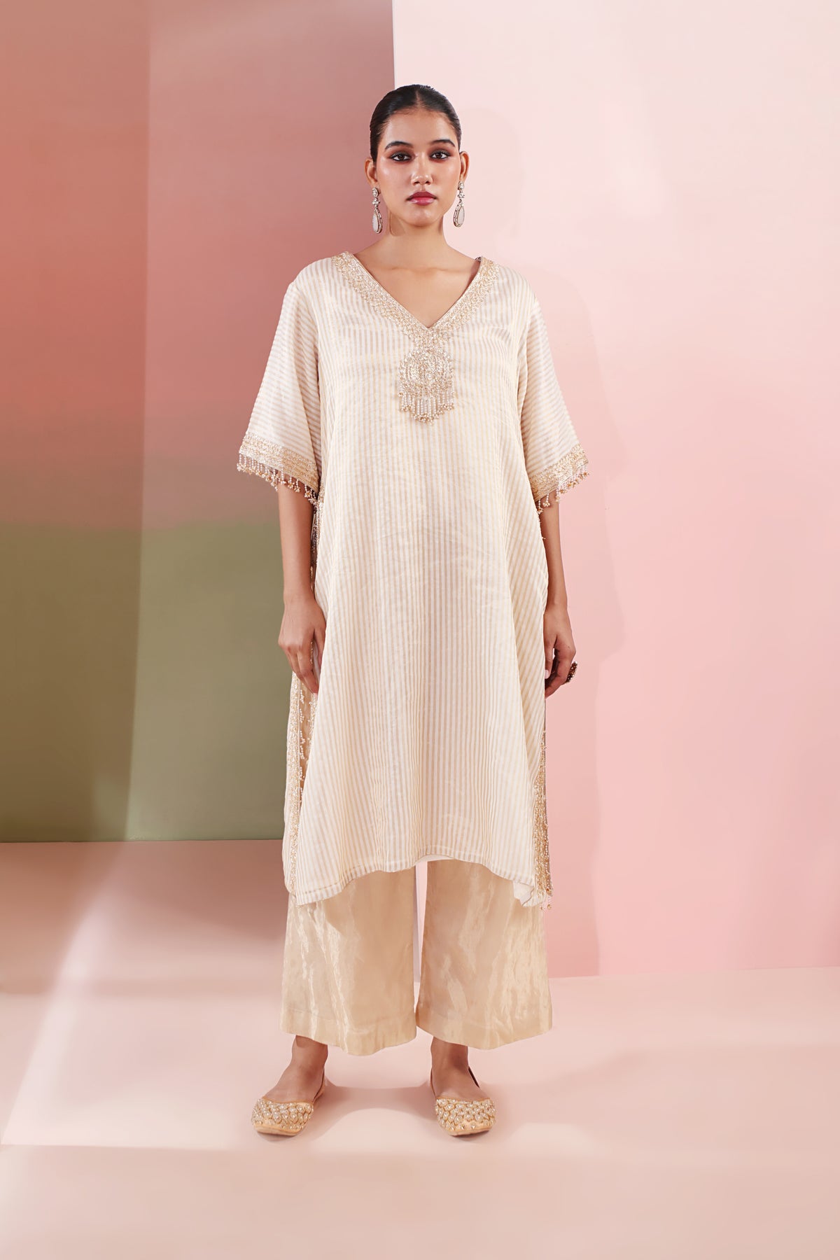 Sunehri Zardozi Kaftan Set