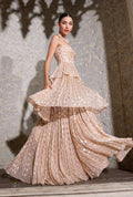 Gold Shimmer 3 Tiered Flared Gown