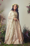 Ivory Embroidered Chanderi Lehenga Set For Girls