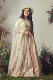 Ivory Embroidered Chanderi Lehenga Set For Girls