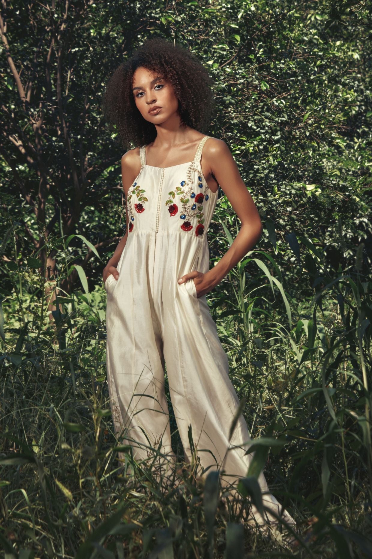 Ivory Embroidered Jumpsuit