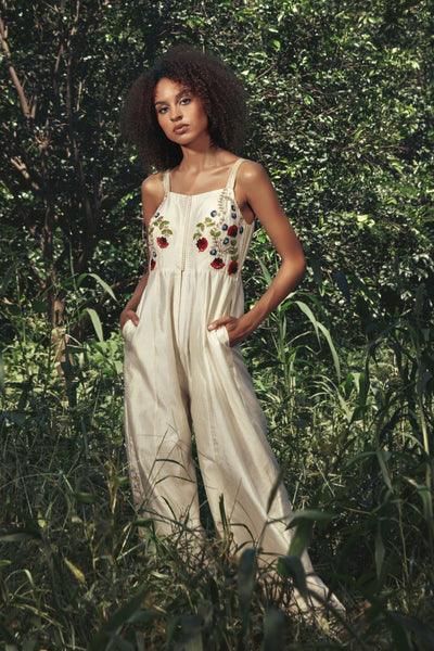 Ivory Embroidered Jumpsuit