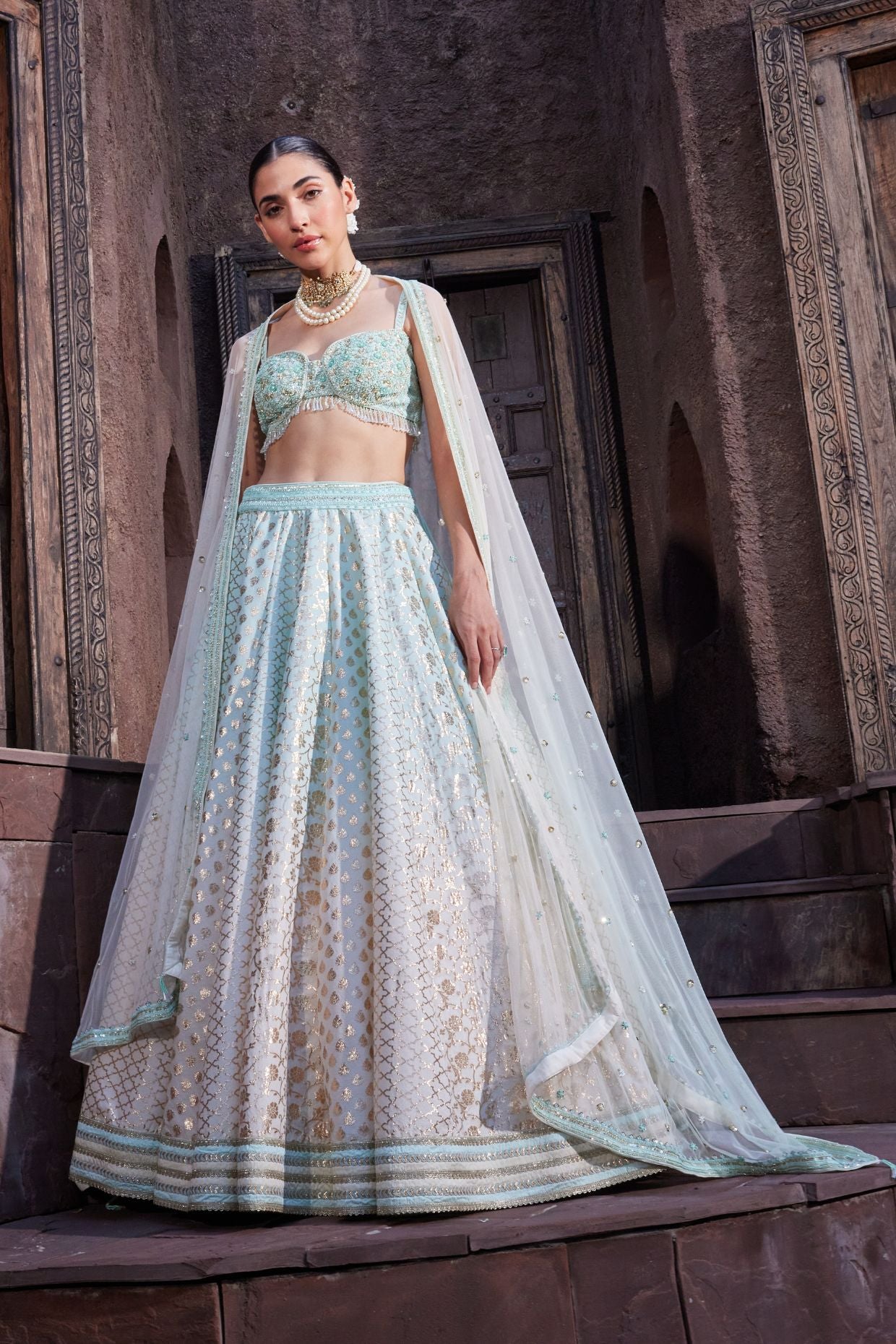 Blue Mirage Ombre Dyed Lehenga Set