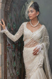 IVORY HAND EMBROIDERED DRAPED SAREE