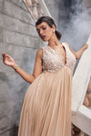 IVORY AND NUDE OMBRE DYED ANARKALI SET