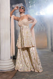 Gold Peplum Sharara Set