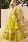 SHEEN GREEN  PURE RAW SILK LEHENGA