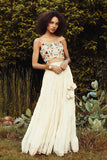 Embroidered Crop Top and Crinkle Skirt