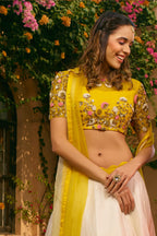 Yellow Crop Top And Skirt