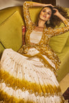 Mustard Frilled Embroidered Lehenga Set
