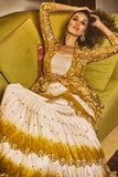 Mustard Frilled Embroidered Lehenga Set