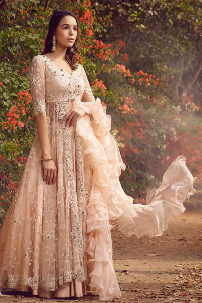 Peach Lehenga Jacket Set