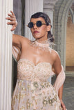 GOLD PEPLUM SHARARA SET