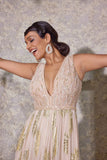 Ombre Dyed Shimmer Anarkali Gown with Belt