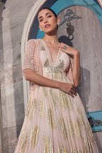 Peach Shimmer Gown Set