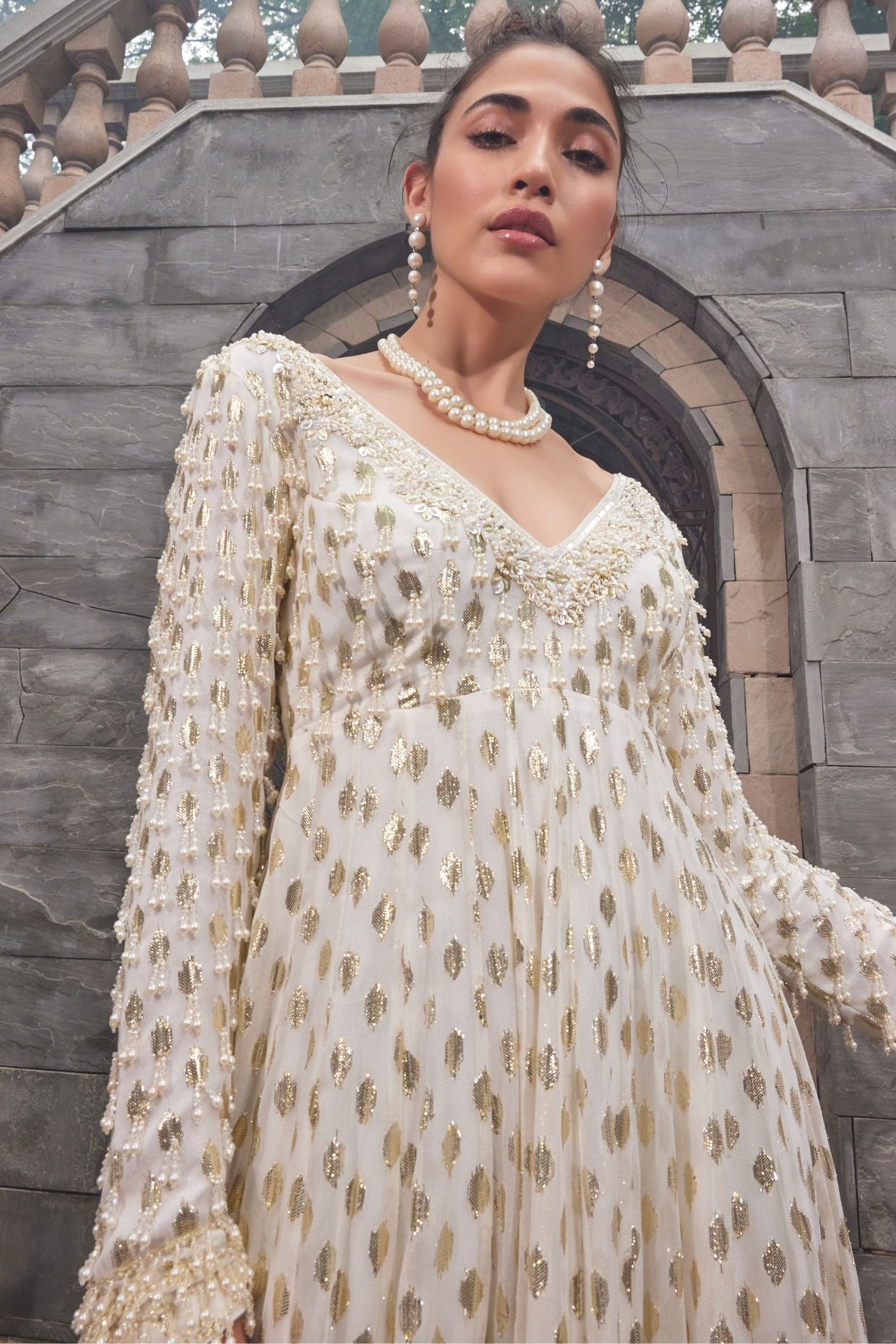 IVORY SHIMMER ANARKALI  SET