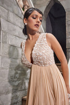 Ivory And Nude Ombre Dyed Anarkali
