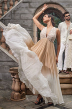 Ivory And Nude Ombre Dyed Anarkali
