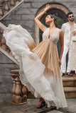 IVORY AND NUDE OMBRE DYED ANARKALI SET