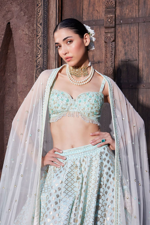 Blue Mirage Ombre Dyed Lehenga Set