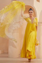Golden Yellow Anarkali Set