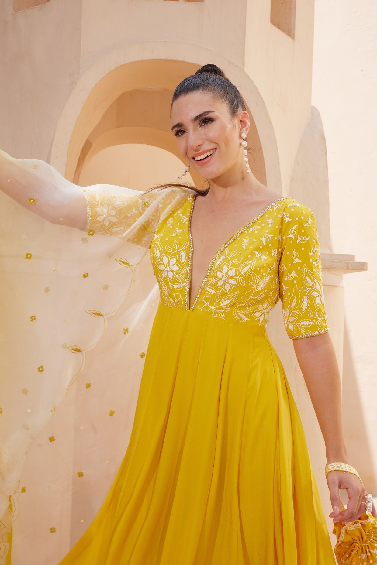Golden Yellow Anarkali Set