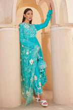 Bright Turquoise Anarkali Set