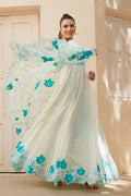 White Crepe Anarkali Set