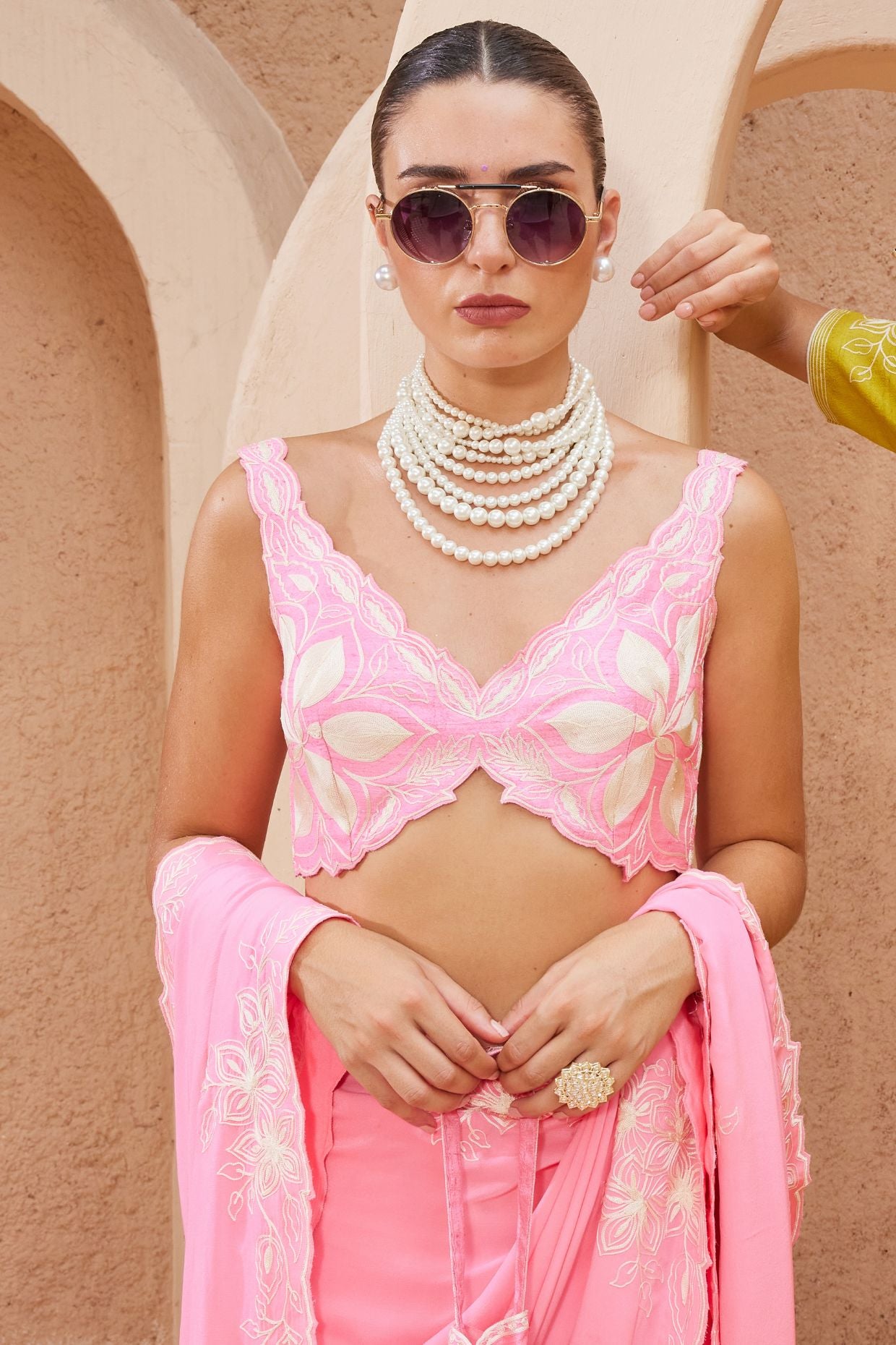 Bubblegum Pink Pre Draped Saree