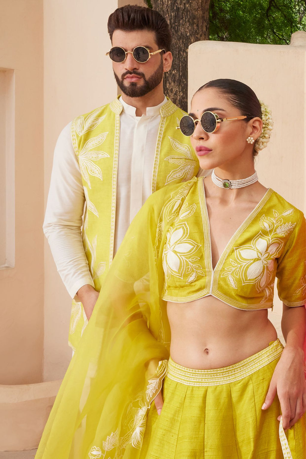 Sheen Green Pure Raw Silk Lehenga Set