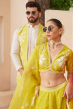 SHEEN GREEN  PURE RAW SILK LEHENGA