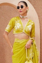 Sheen Green Pre Draped Saree