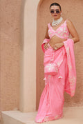 Bubblegum Pink Pre Draped Saree