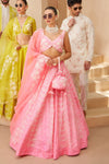 BUBBLEGUM PINK PURE RAW SILK LEHENGA