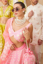 Bubblegum Pink Pure Raw Silk Lehenga Set