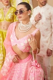 BUBBLEGUM PINK PURE RAW SILK LEHENGA