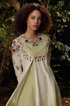 Ivory Ombre Dyed Embroidered Plazo Set