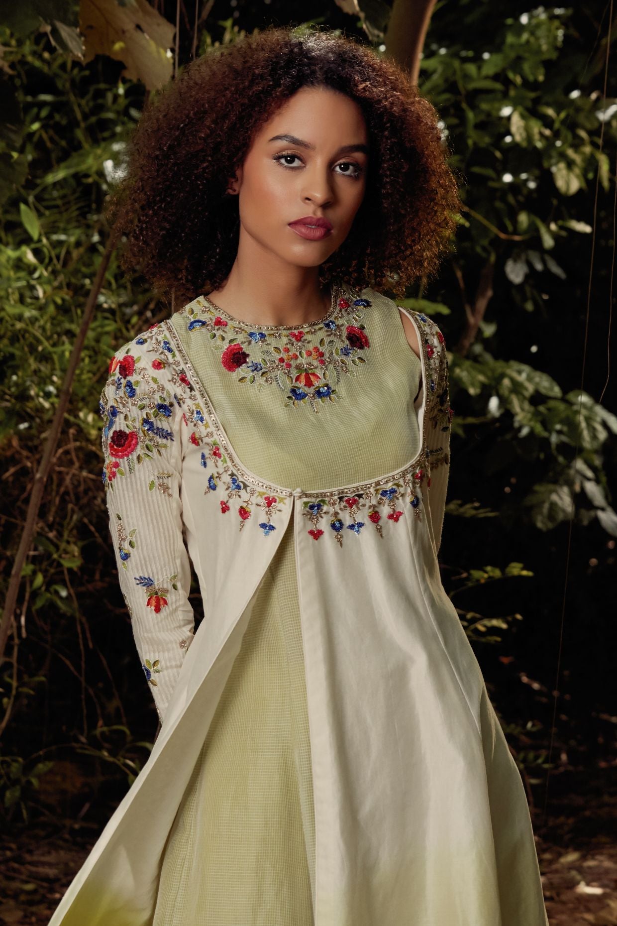 Ivory Ombre Dyed Embroidered Plazo Set