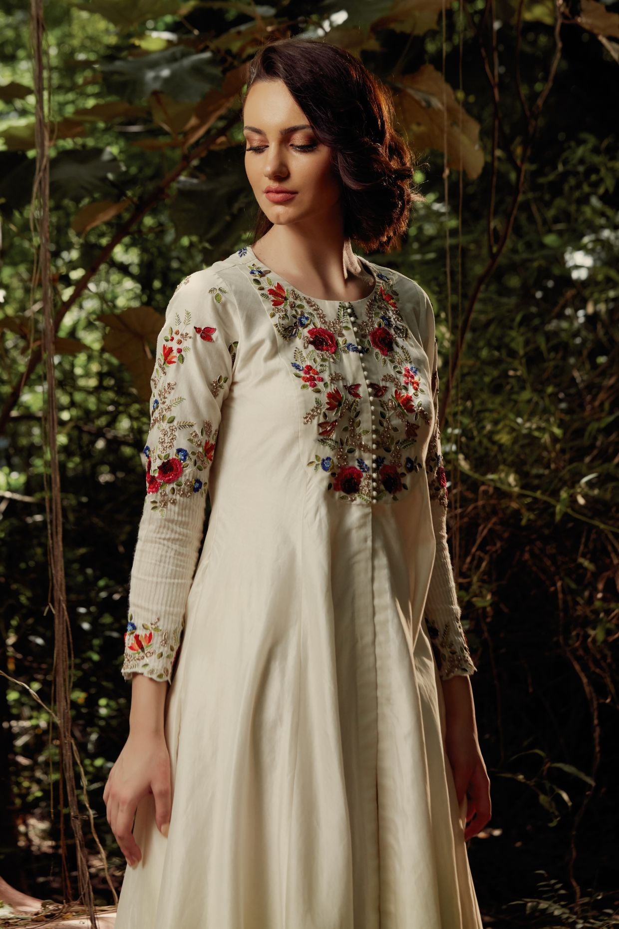 Ivory Ombre Dyed Embroidered Plazo Set