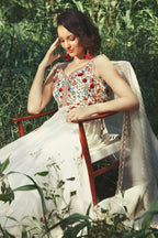 Ivory Multi-Colored Embroidered Anarkali Set