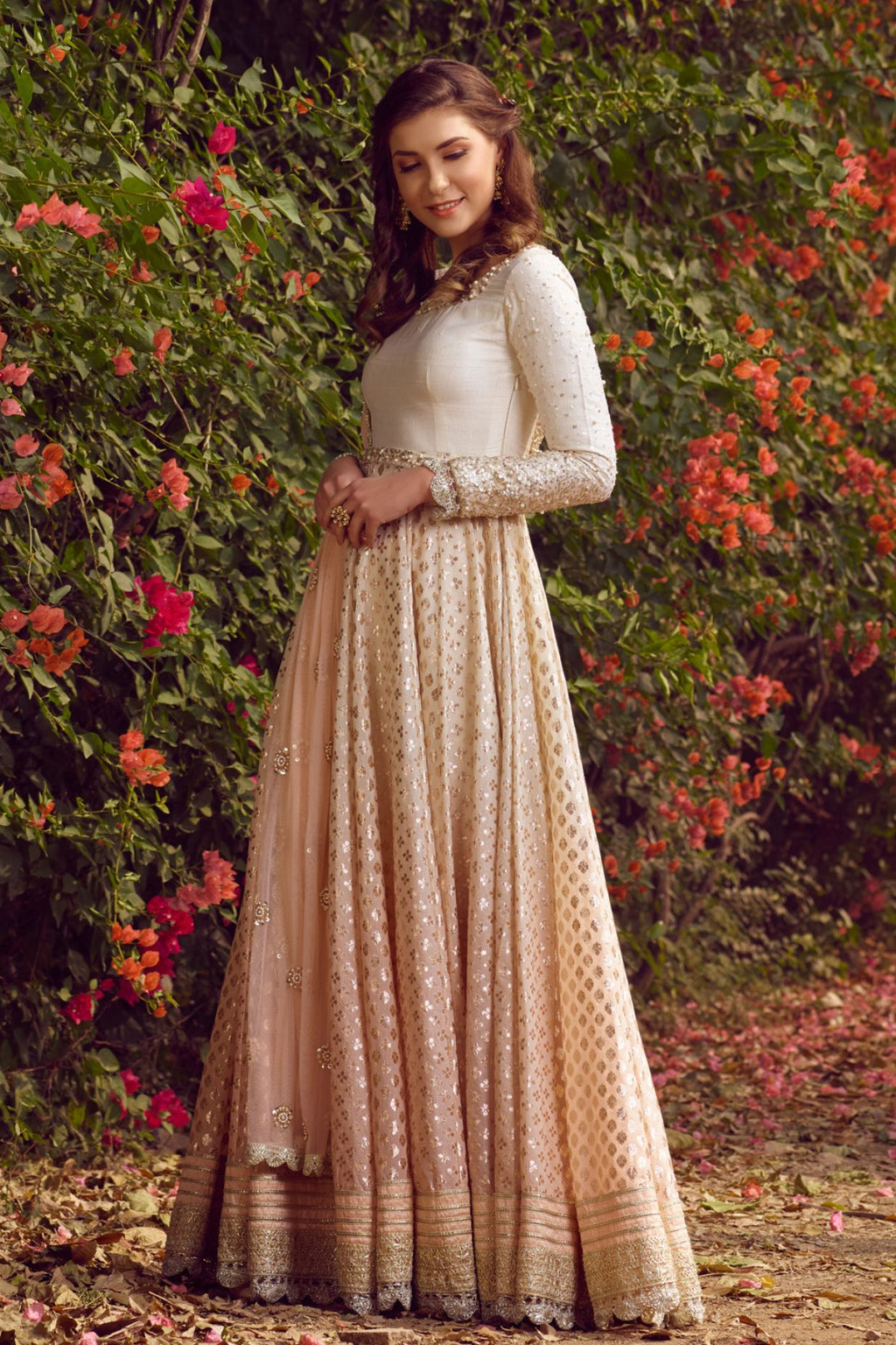 Peach And Ivory Ombre Dyed Anarkali