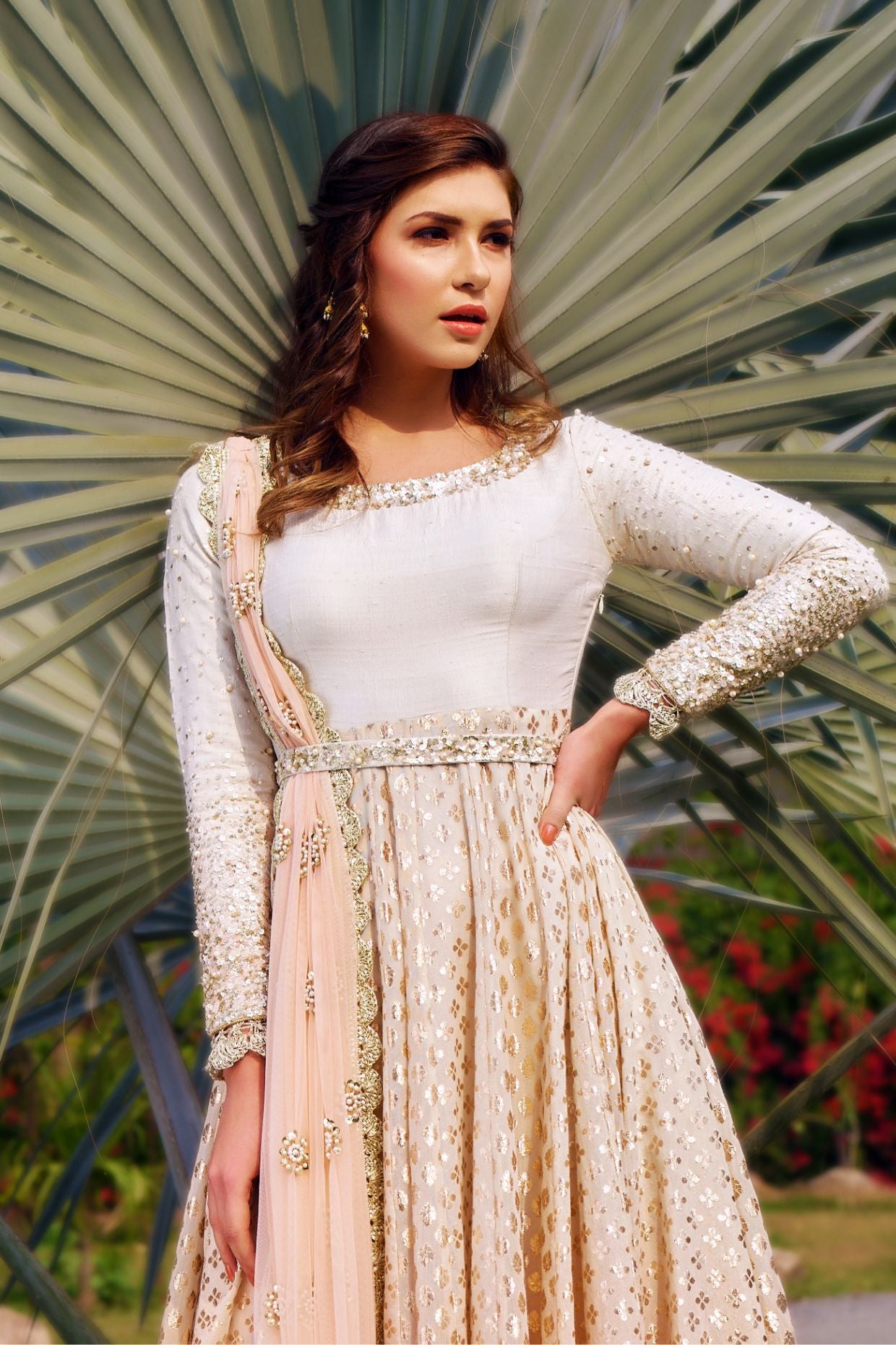 Peach and Ivory Ombre Dyed Anarkali