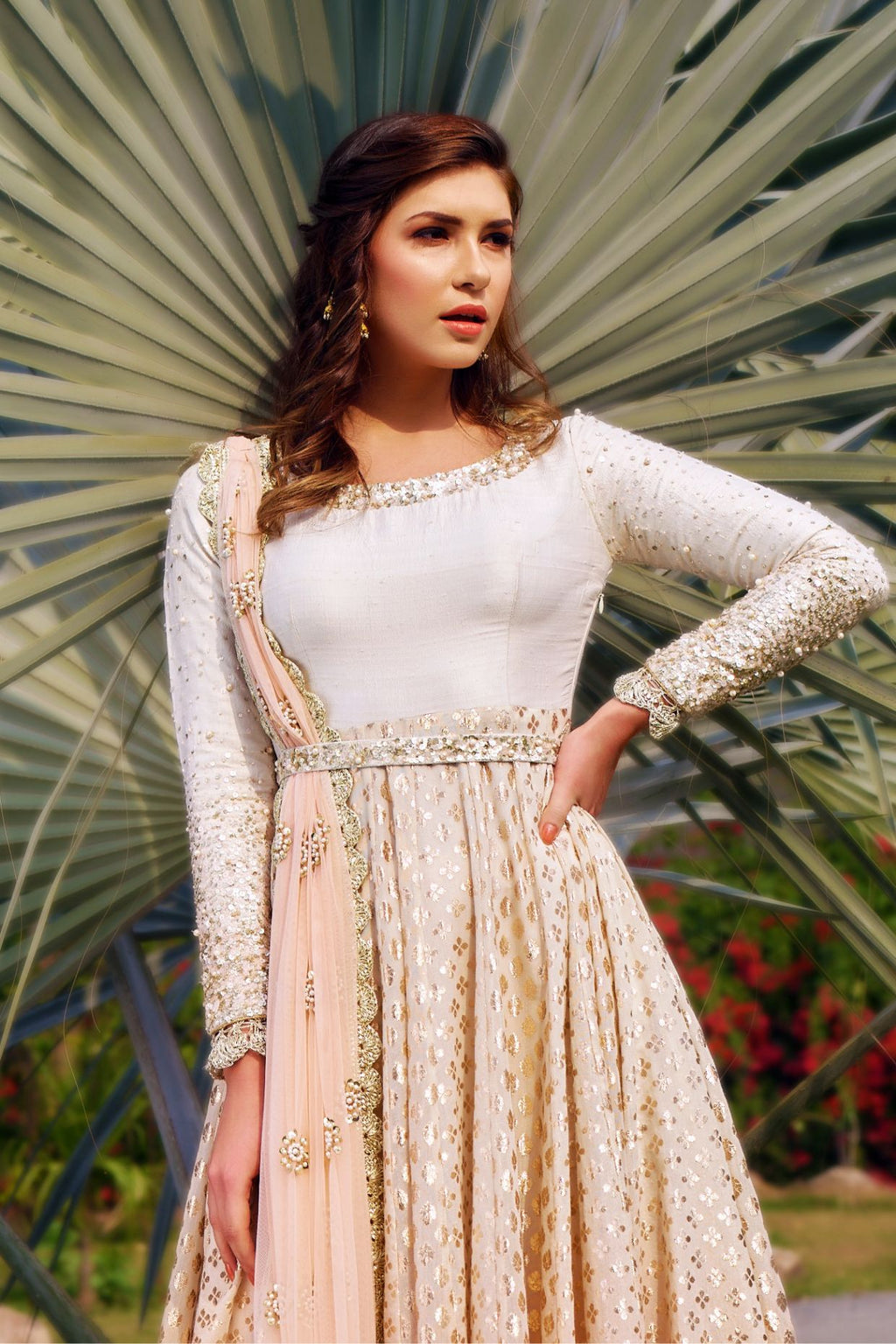 Peach And Ivory Ombre Dyed Anarkali