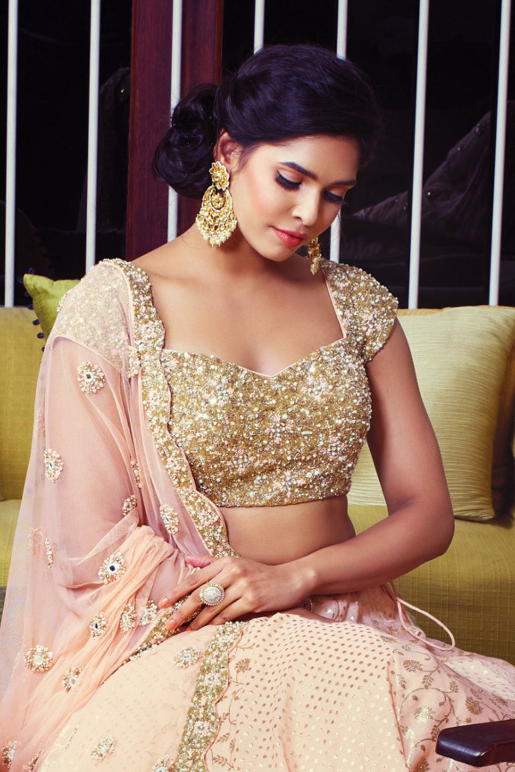 Dark Peach Color Lehenga Set