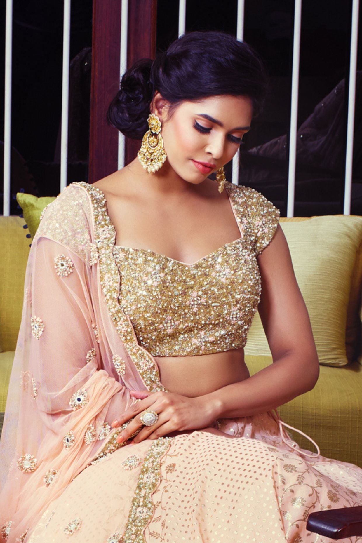 Dark Peach Color Lehenga Set