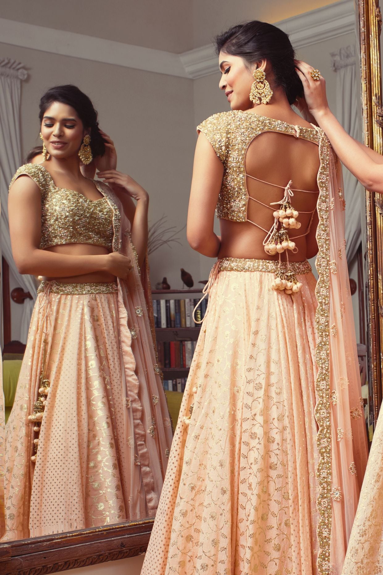 Dark Peach Color Lehenga Set