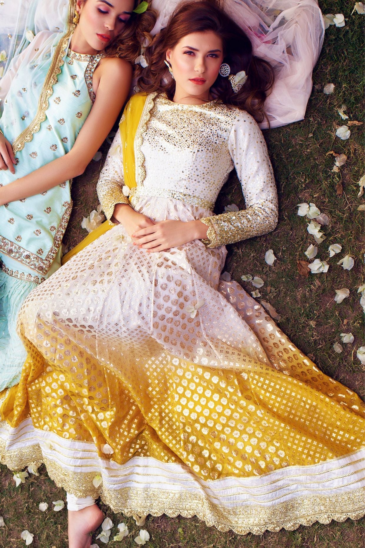 Yellow Ombre Dyed Chanderi Anarkali Suit