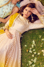 Yellow Ombre Dyed Chanderi Anarkali Suit