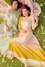 Yellow Ombre Dyed Chanderi Anarkali Suit