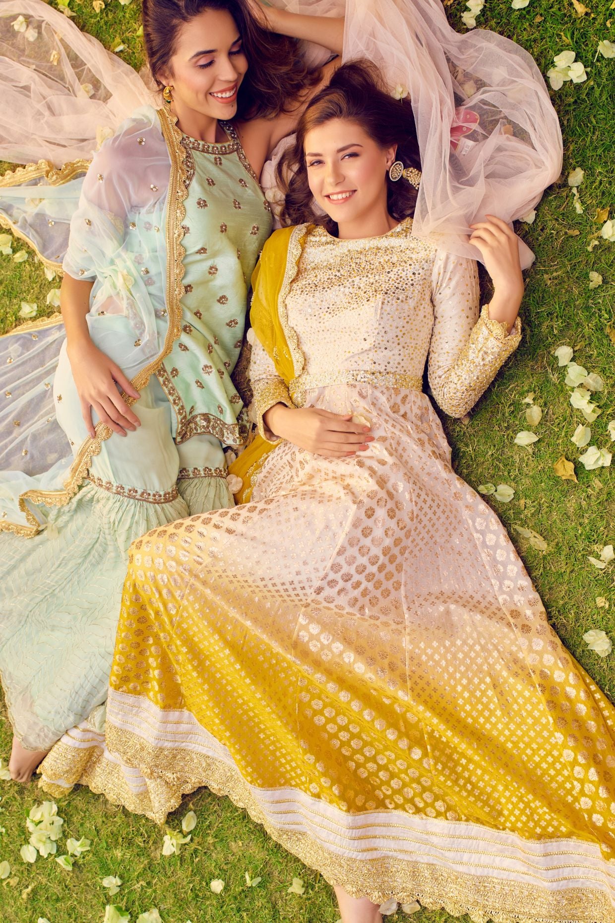 Yellow Ombre Dyed Chanderi Anarkali Suit